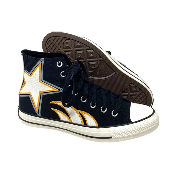 Converse Chuck Taylor High Top Shoes Canvas Black Yellow Women's Size A08007C - Picture 7 of 9